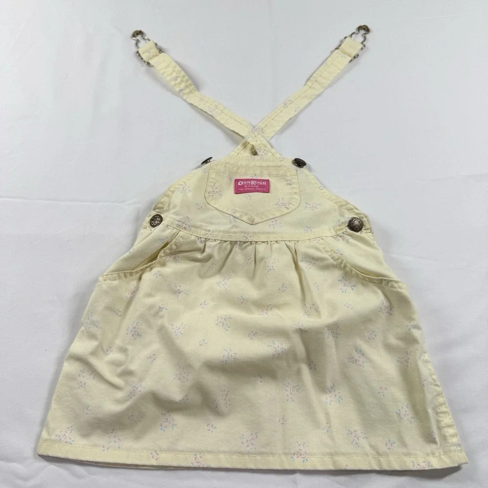 Vintage OshKosh B'Gosh Skirtall Overall Dress 3T Floral USA Matching‎ Set 90s